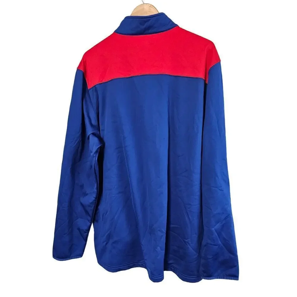 MLB Chicago Cubs Pullover Mens Size 2XL Blue 1/4 Zip Fleece Lined Baseball Top